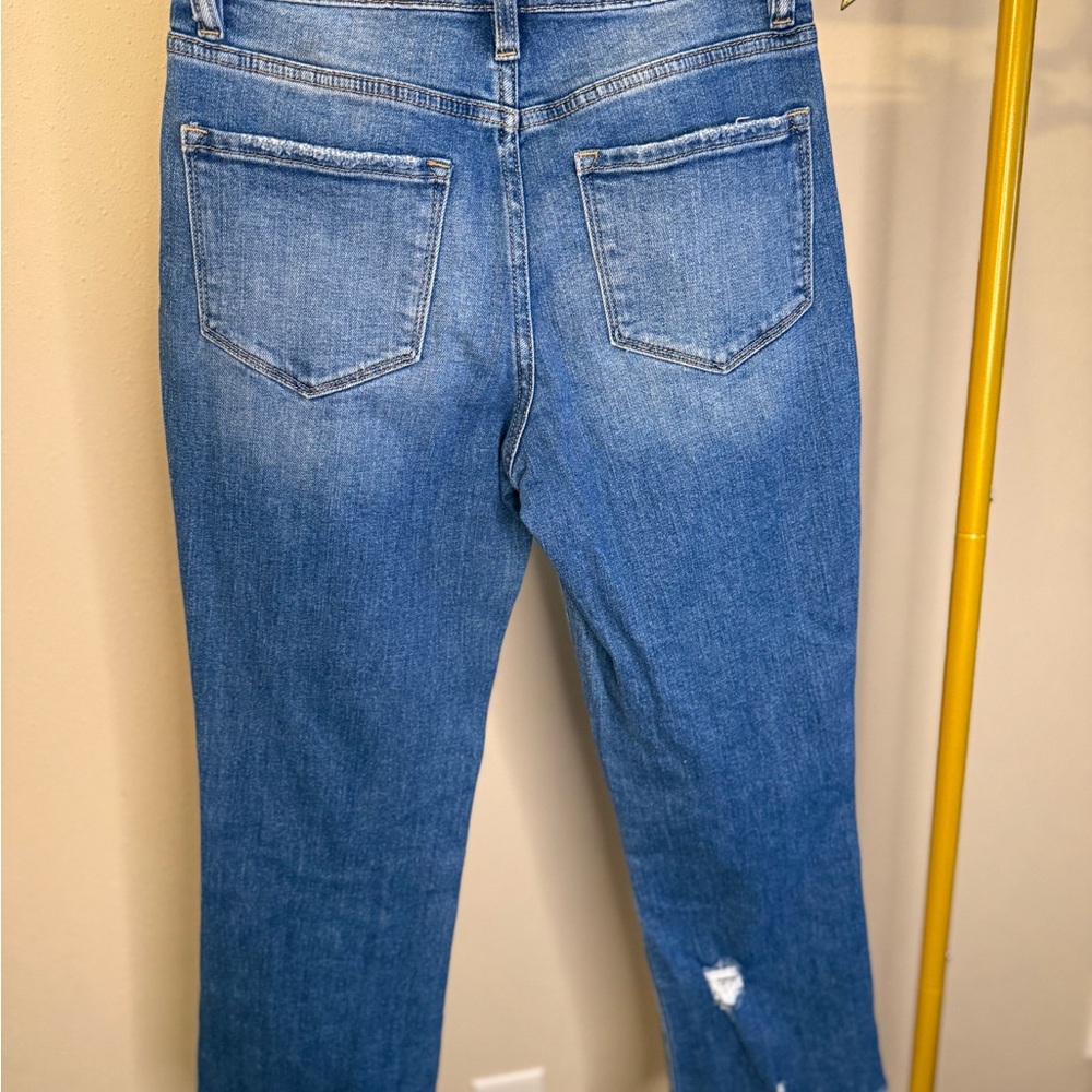 Zenana Distressed Straight Leg Jeans High Rise Raw Hem Size 26 - Picture 9 of 12